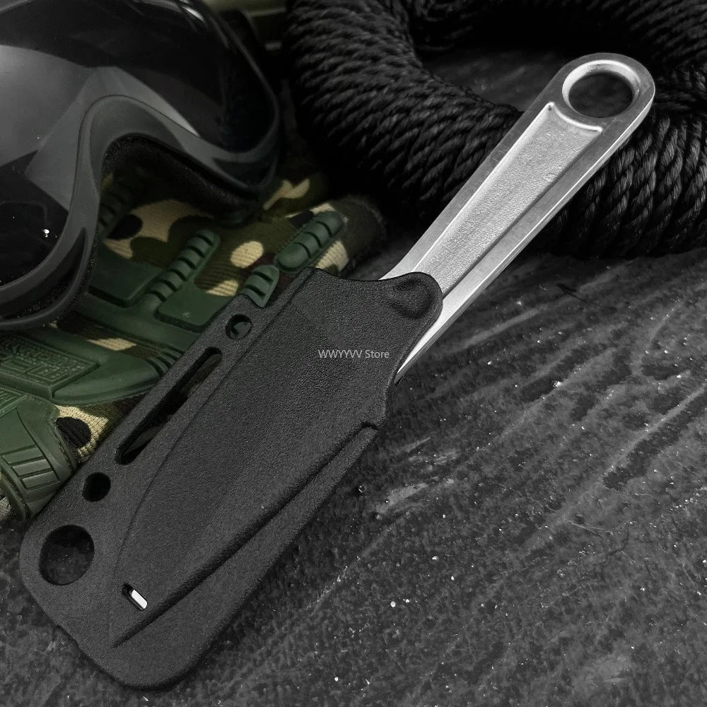 Outdoor Tactical All-steel Straight Knife Full Tang Fixed Blade Knife with Sheath Durable Pocket Knife EDC Camping Hunting Rescue Essential Tool