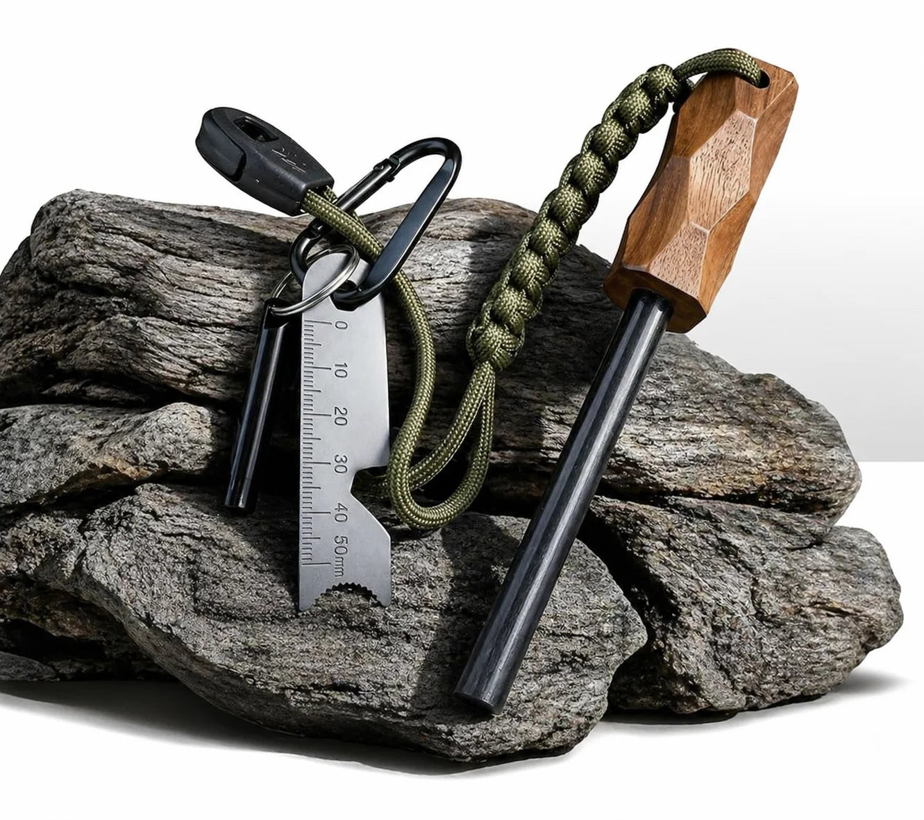 Emergency Fire Starter Kit With Magnesium Rod Whistle And Scraper