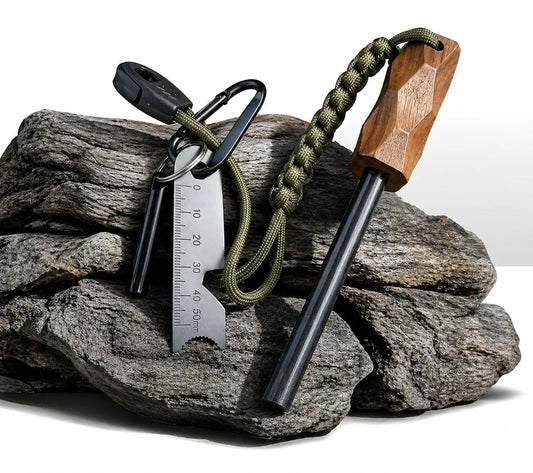 Emergency Fire Starter Kit With Magnesium Rod Whistle And Scraper
