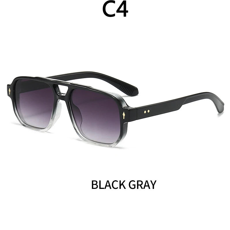 Boysen Square Sunglasses Unisex Double Bridge Rivets And UV400