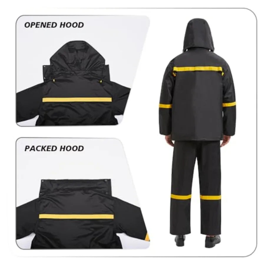 Rain Suits for Men Waterproof Hooded Jacket and Pants Breathable Rain Coats Rain Gear for Outdoor Activity and Work