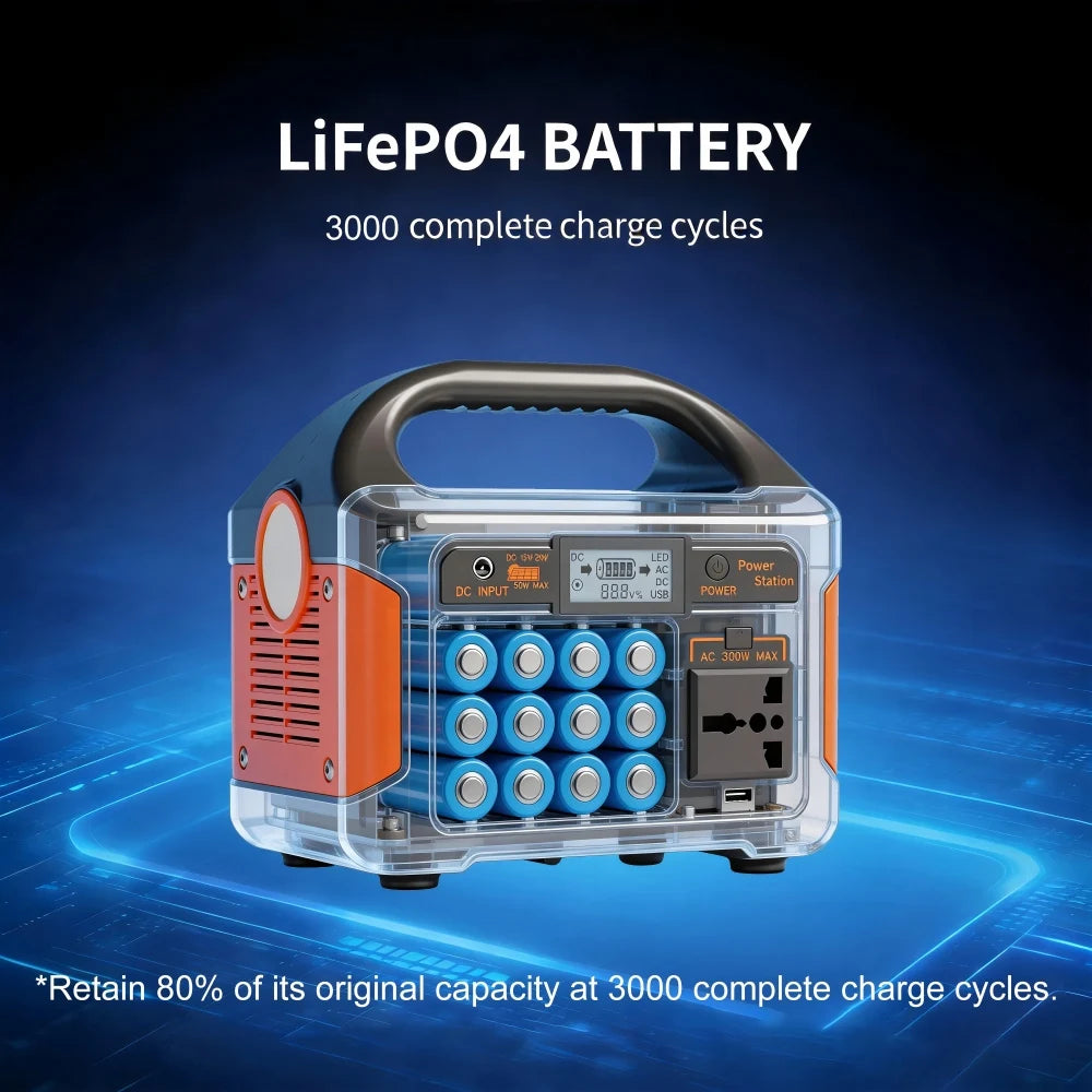 GaiaRay Portable LiFePO4 Power Station for Camping and Emergencies