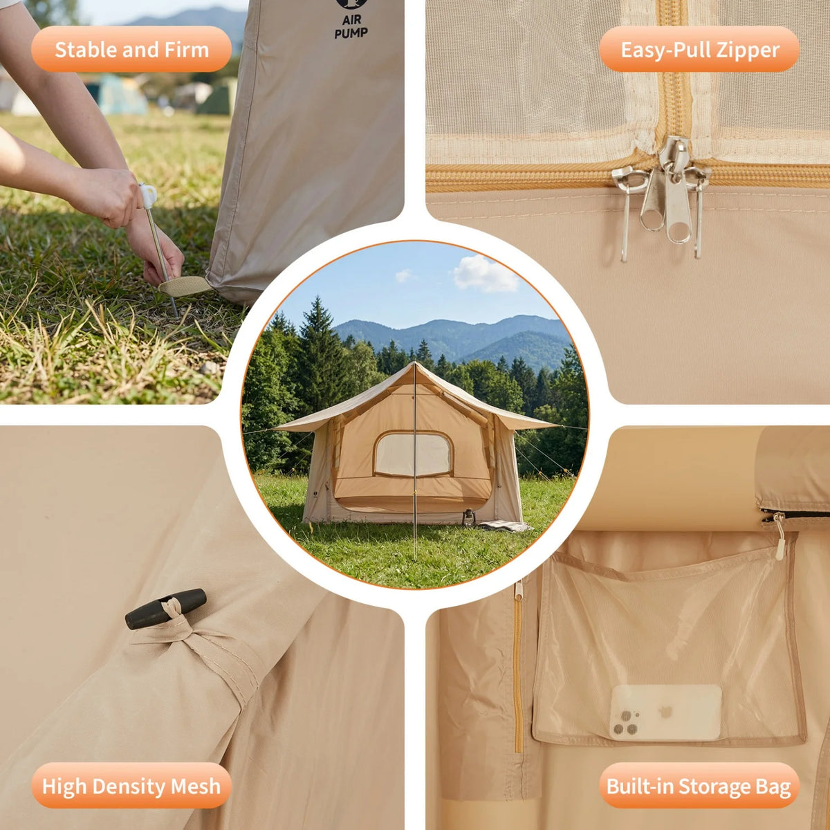 HiMISS Quick Setup Inflatable Camping Tent With Skylight And Canopy