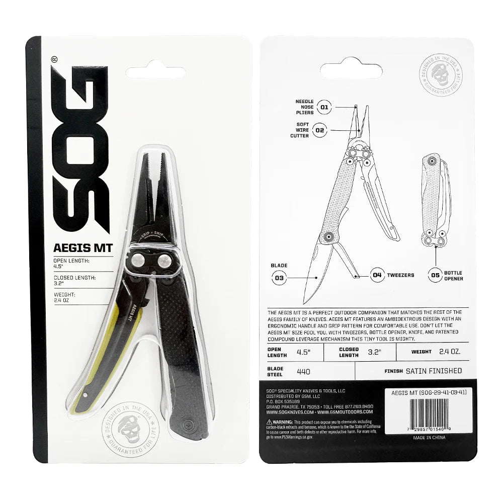 SOG Aegis MT Mini Tactical Multi Tool Steel Pliers EDC Pocket