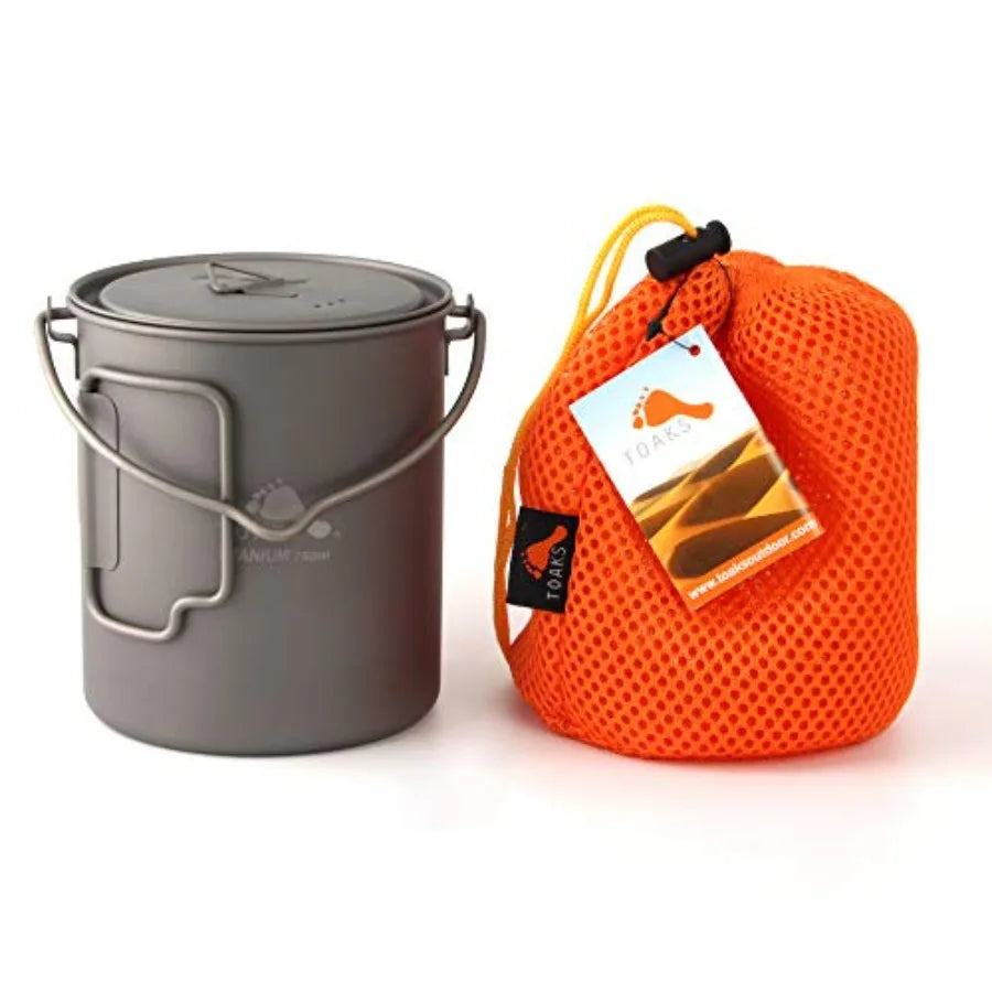 Titanium 750ml Pot with Bail Handle for Ultralight Camping, Backpacking Cookware and Mug