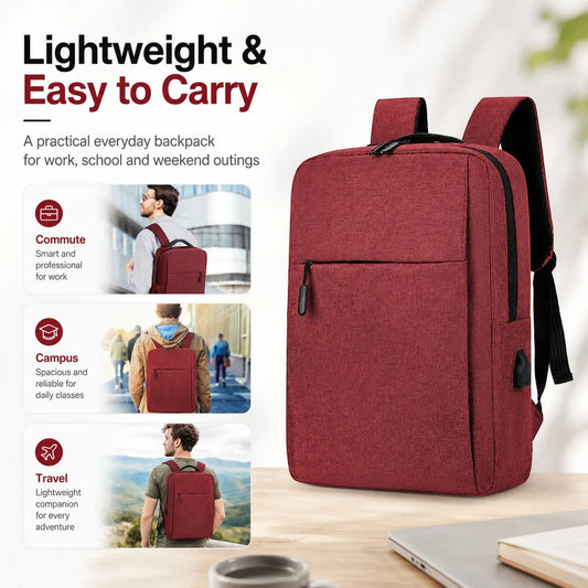 1pc Business Laptop Backpack With USB Charging Port, Water-Resistant Durable Canvas Travel Bookbag, 15.7x11.8in Large Slim Commuter Backpack For Men Women