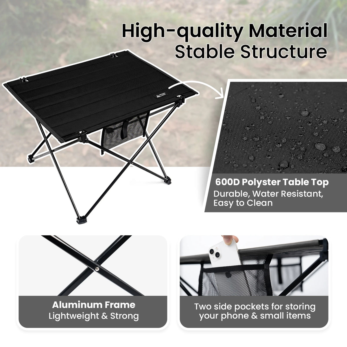 OneTigris Foldable Camping Table With Portable Storage For Outdoor Trips