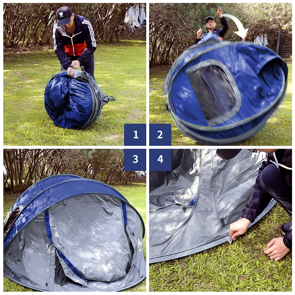 Night Cat Pop-up Camping Tent: 2 Person Tent Waterproof Instant Easy Setup Family Tent