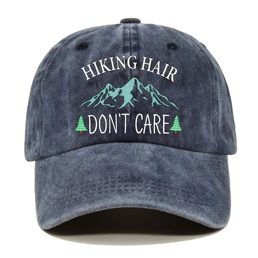 Hiking Hair Don't Care Baseball Cap, Vintage Adjustable Cotton Cap, Birthday Thank You Gifts for Camping Lovers Hiker