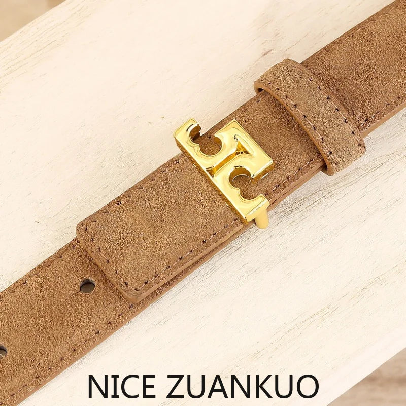 ZUANKUO Women's Genuine Leather Belt Fashionable Suede Accessory For Jeans
