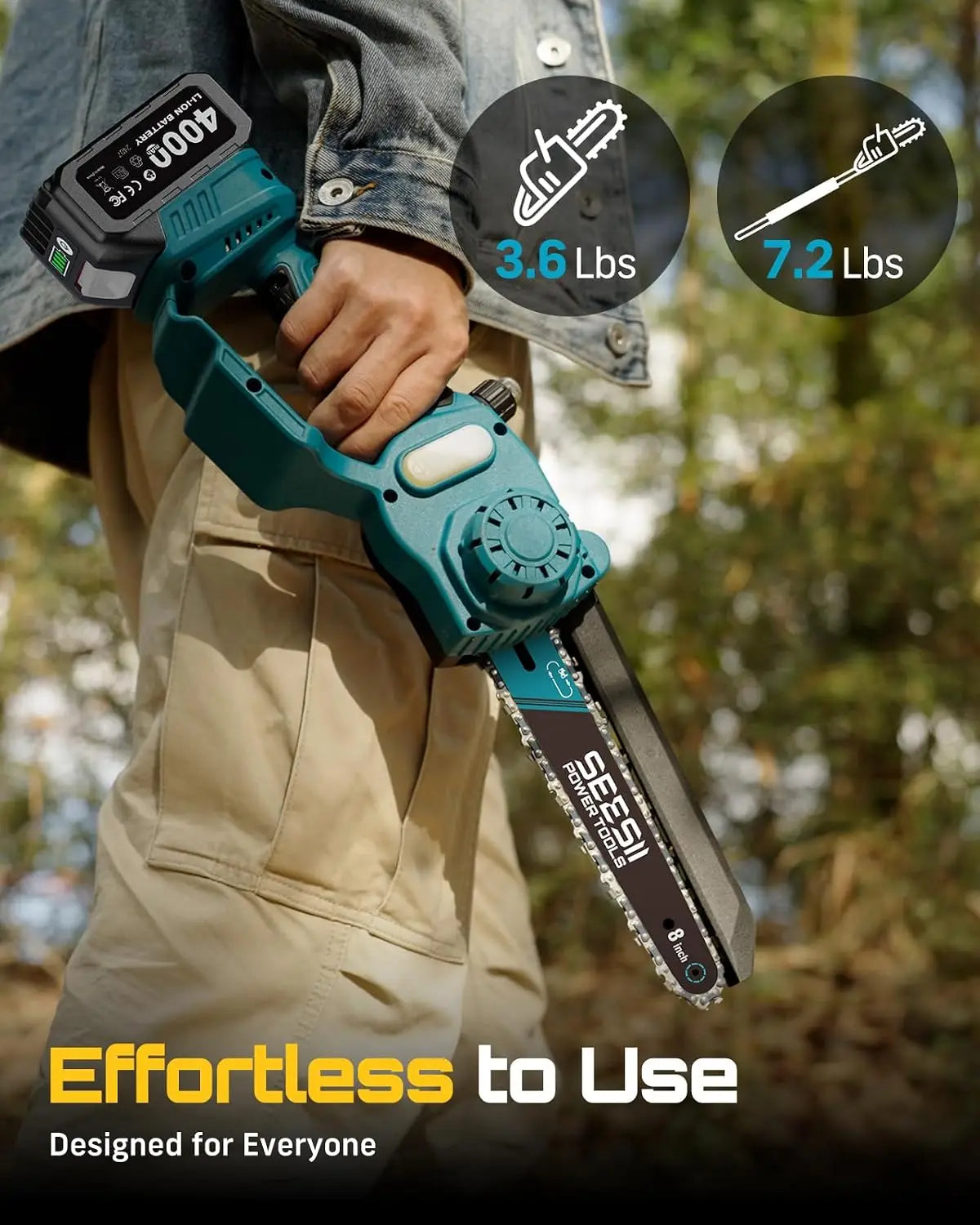 Seesii Cordless Brushless Telescopic Pole Chainsaw for Tree Trimming
