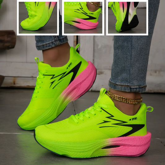 Breathable Platform Running Sneakers Featuring Cushioned Mesh Construction
