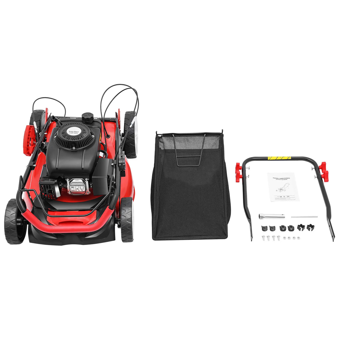 Self-Propelled Gas Lawn Mower 140cc 4-Stroke OHV Engine 20in Cutting Width 8-Height Adjustable 60L Grass Catcher