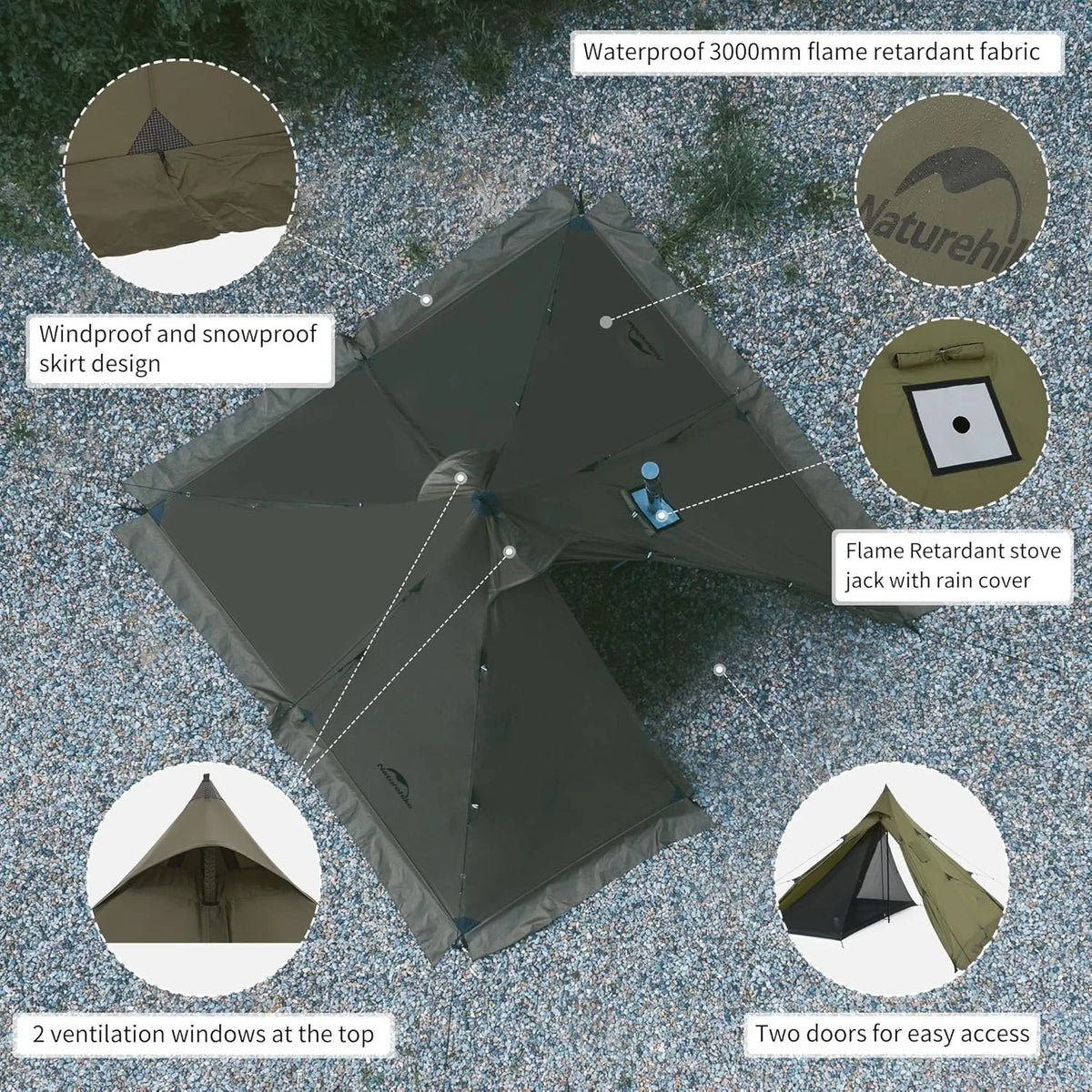 Naturehike Double Layer Camping Tent With Chimney Window
