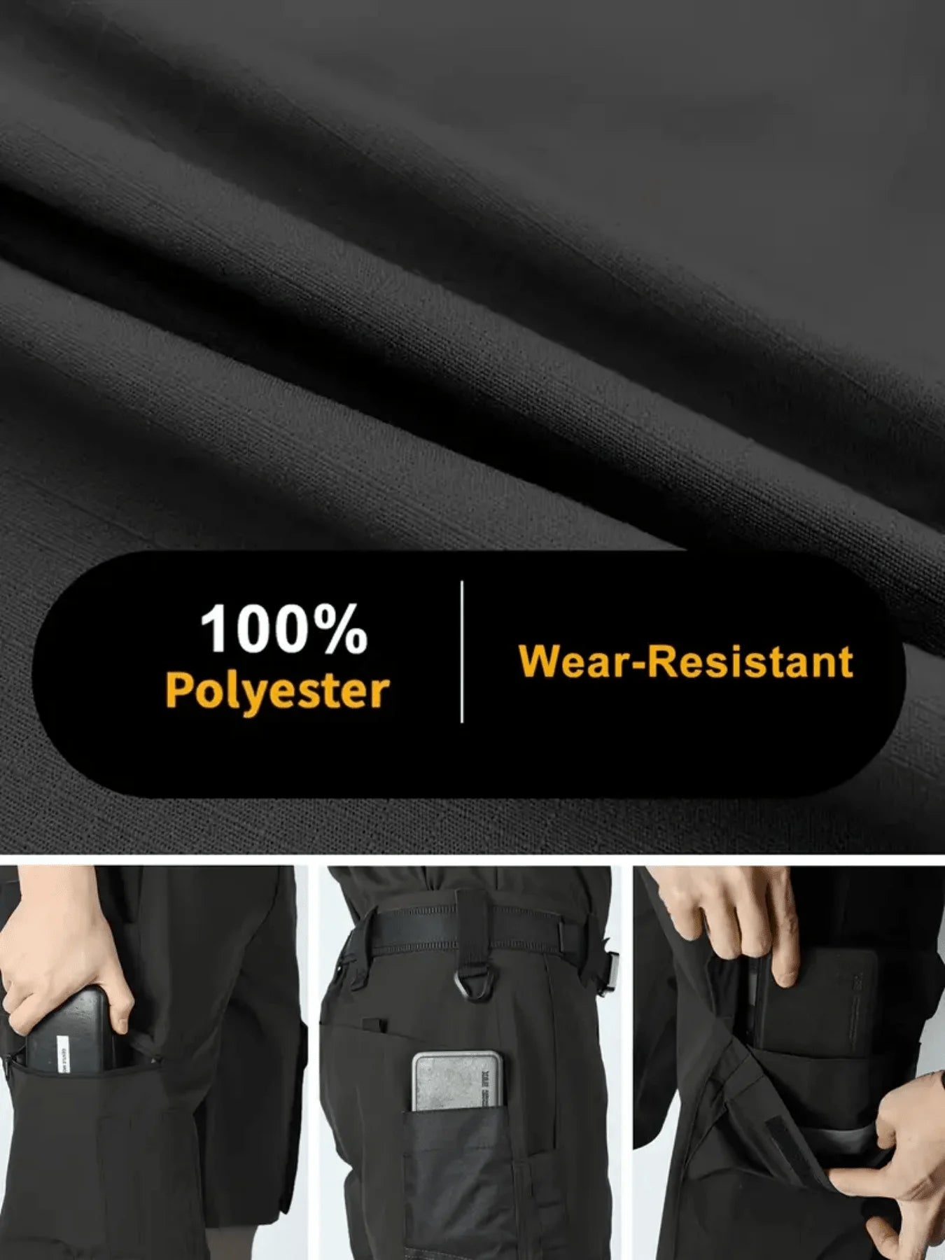 Men's Heavy Duty Tactical Cargo Pants - Multi-Pocket Workwear - Non-Stretch Fabric, Suitable For Outdoor Activities And Hiking