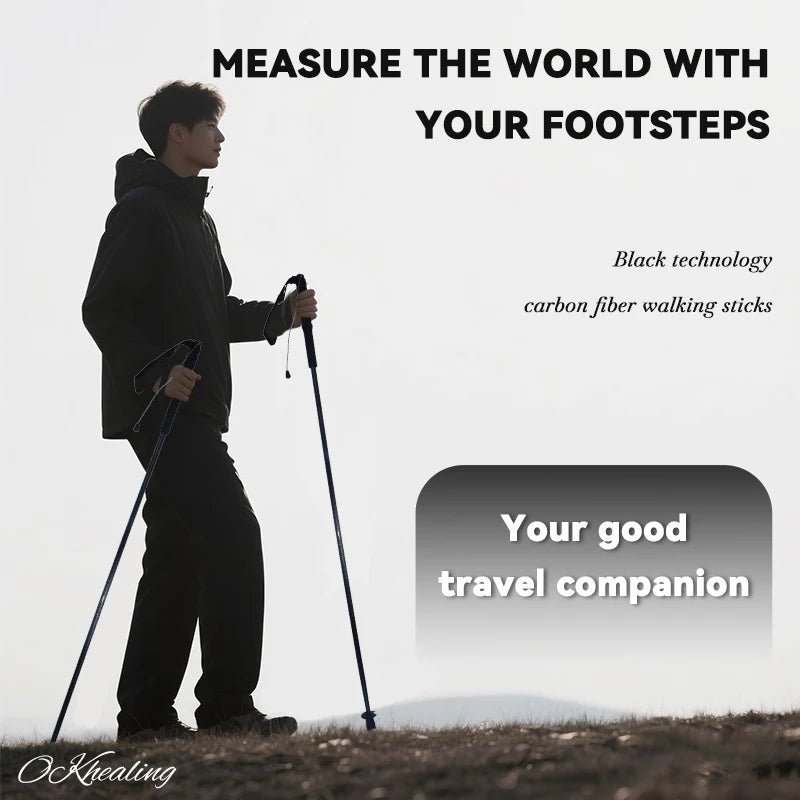 Okhealing Carbon Fiber Trekking Poles Ultra Light Hiking Sticks