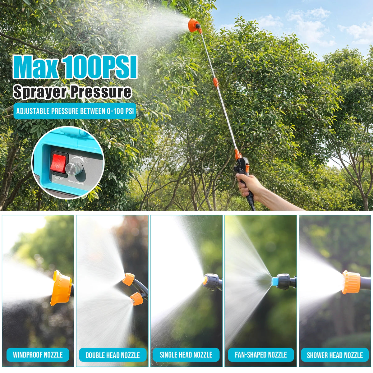 Battery Powered Backpack Sprayer 4 Gallon,100 PSI Electric Garden Sprayer Works with Makita 18V 2.6 Ah Battery,Charger Included