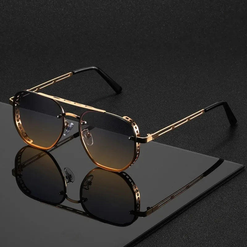 OPUYYM Unisex Double Beam Metal Sunglasses Classic Fashion Style