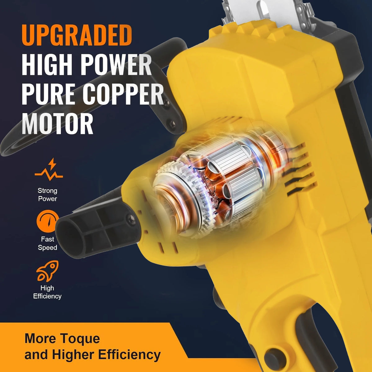TEGATOK Brushless Cordless Chainsaw Dual Battery 1200W Electric Saw