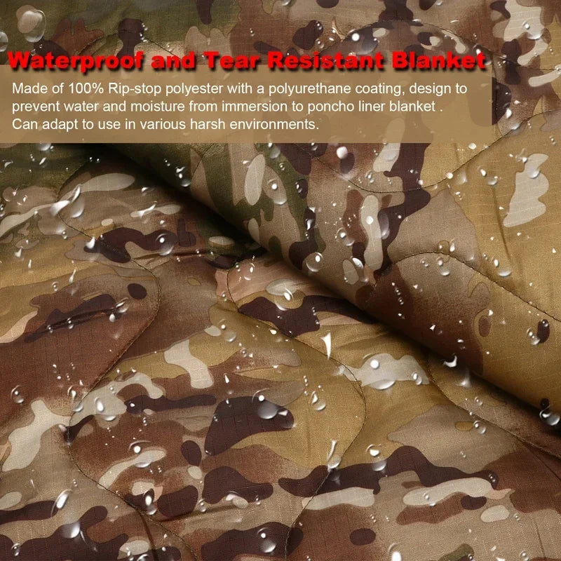 Tactical Water Repellent Quilted Woobie Blanket For Camping