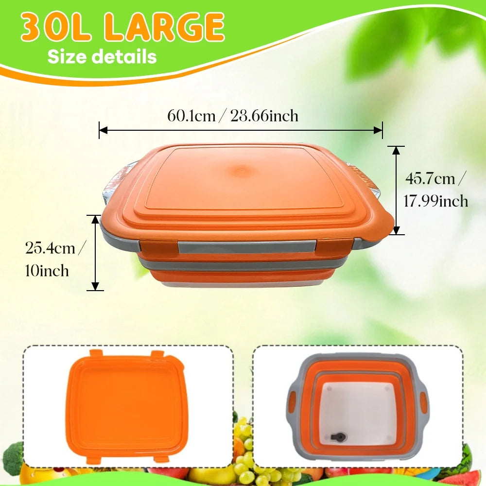 Portable Collapsible Food Prep Tub With Lid And Cutting Board