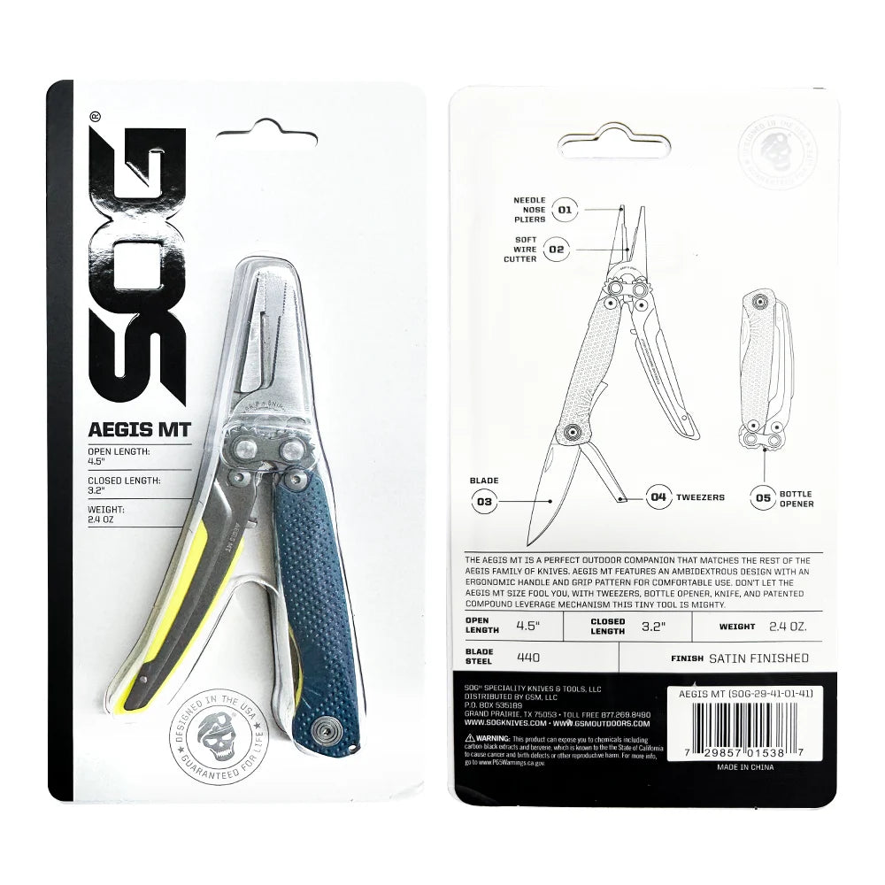 SOG Aegis MT Mini Tactical Multi Tool Steel Pliers EDC Pocket
