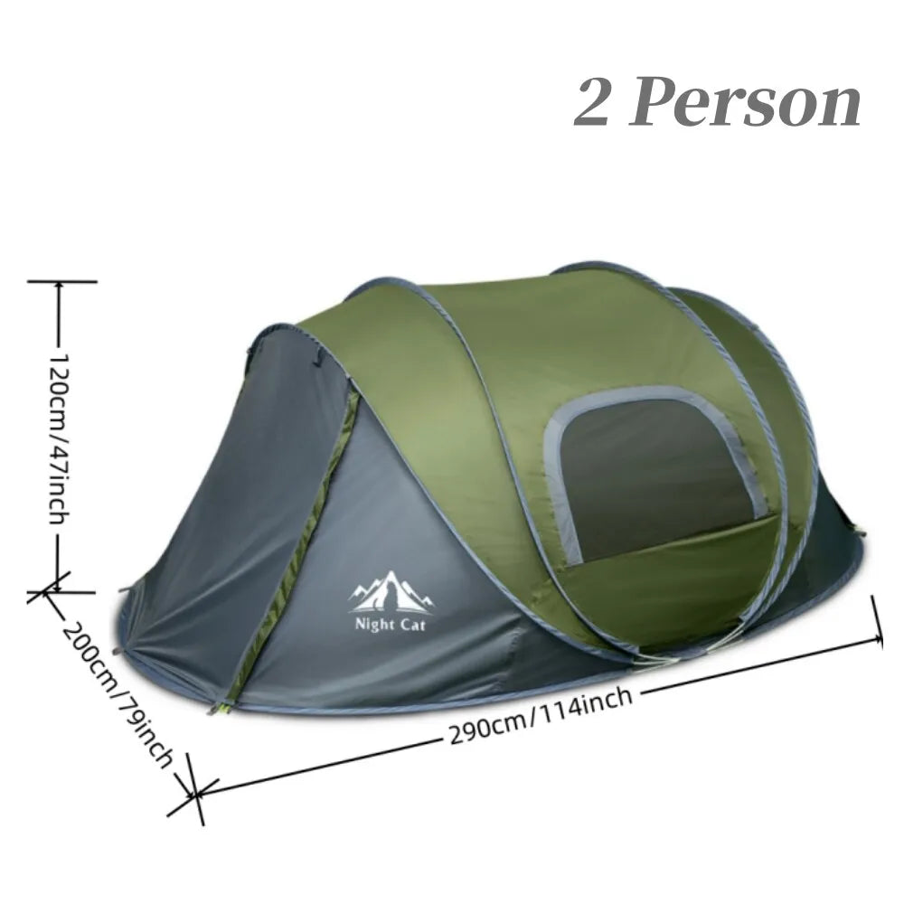Night Cat Pop Up Tent 2 Person:2 Man Tent Waterproof Instant Camping Tent Backpack Trekking Outdoor for River Mountain