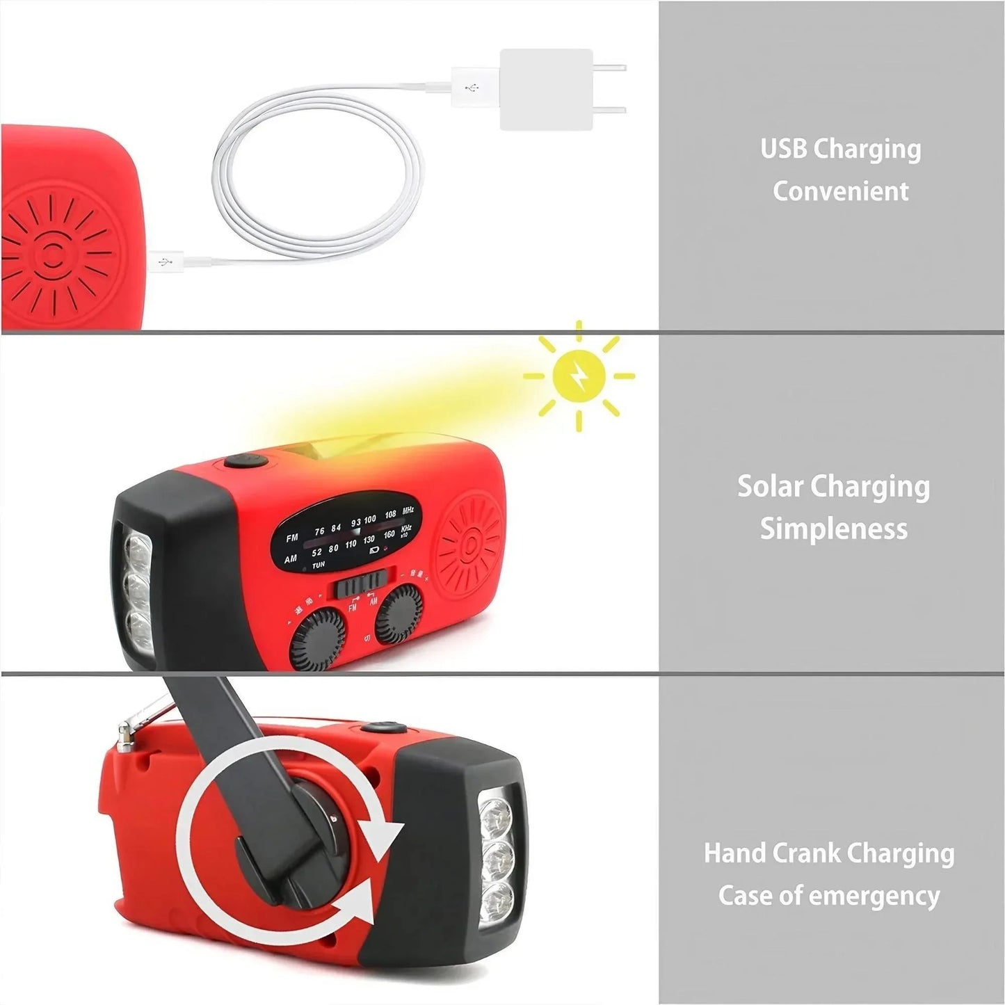 Hand Crank Solar Emergency Radio With Flashlight And Power Bank