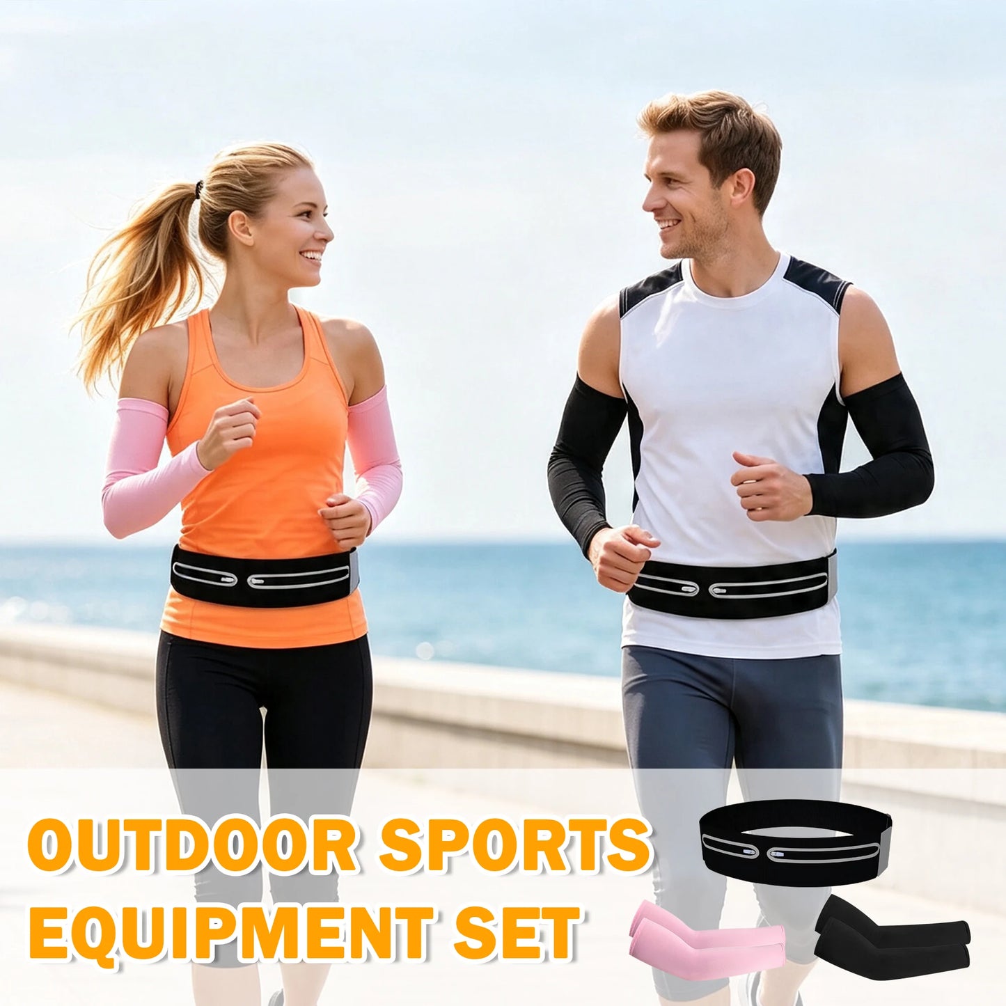 Outdoor Sports Waist Bag And Upf 50 Breathable Arm Sleeves