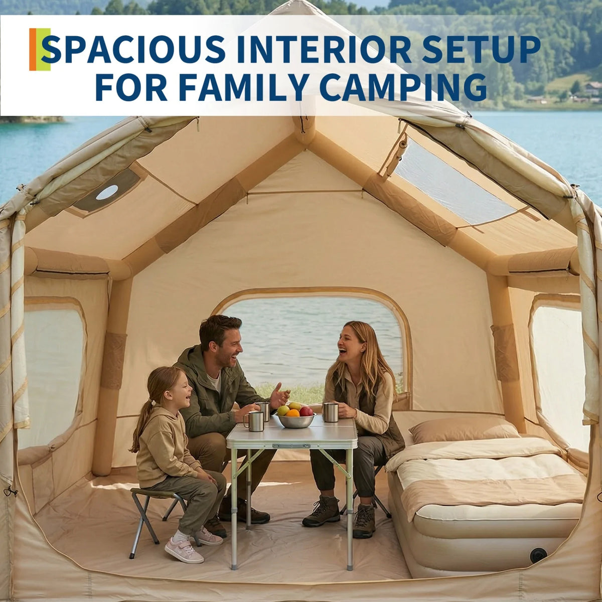 HiMISS Quick Setup Inflatable Camping Tent With Skylight And Canopy
