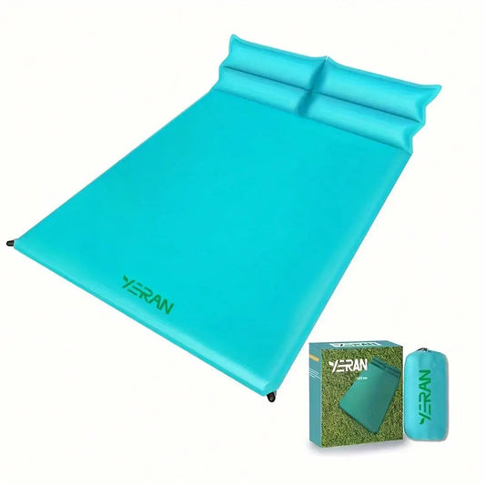 Double Sleeping Pad, 2in Memory Foam Camping Mattress 2 Person With Pillow, 5R Insulated Self Inflating Camping Pad, Air Mattress Inflatable Sleeping Mat For Backpacking,