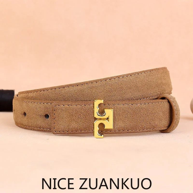 ZUANKUO Women's Genuine Leather Belt Fashionable Suede Accessory For Jeans