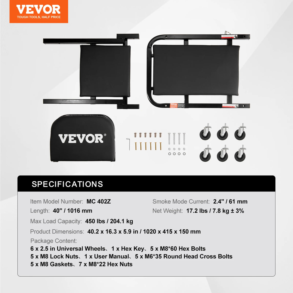 VEVOR Foldable Garage Creeper With Padded Seat And Tool Tray