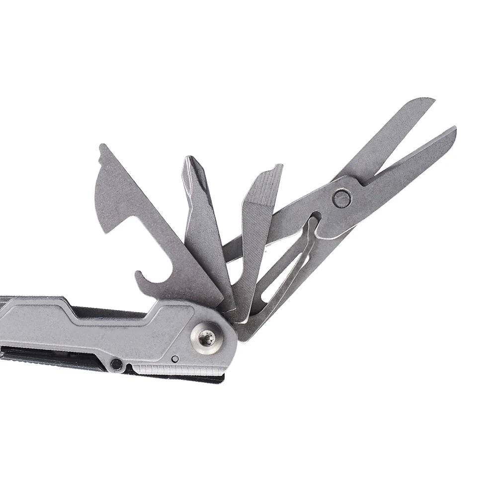 SOG 19 in 1 PowerLitre Mini Multi-tool Pliers 5 Inch Stainless Steel Folding EDC Pocket Knife With Wine Corkscrew Screwdriver Wire Cutter Scissors Can Bottle Opener For Camping Car Travel Survival Daily Carry, Portable Outdoo