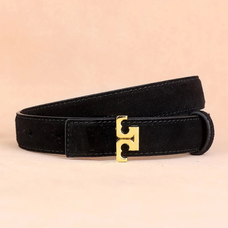 ZUANKUO Women's Genuine Leather Belt Fashionable Suede Accessory For Jeans