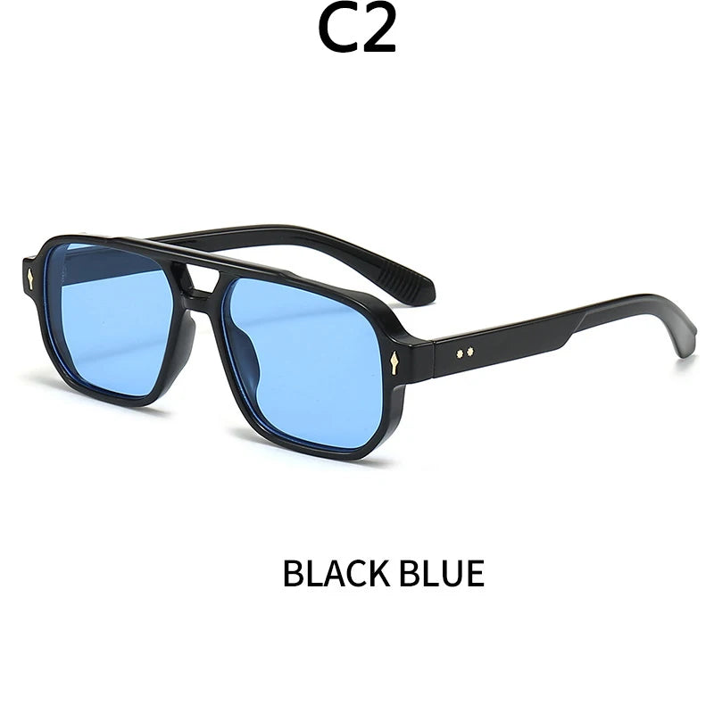 Boysen Square Sunglasses Unisex Double Bridge Rivets And UV400