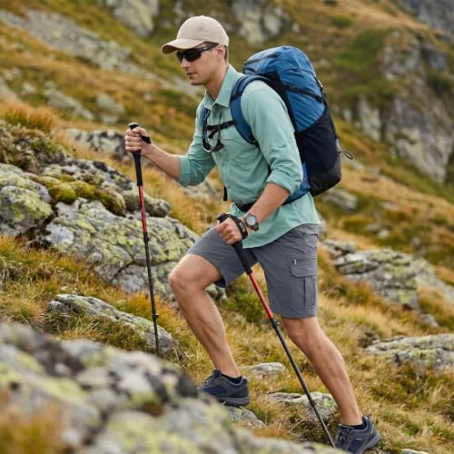 Mens Water Resistant Quick Dry Expandable Waist Hiking Shorts