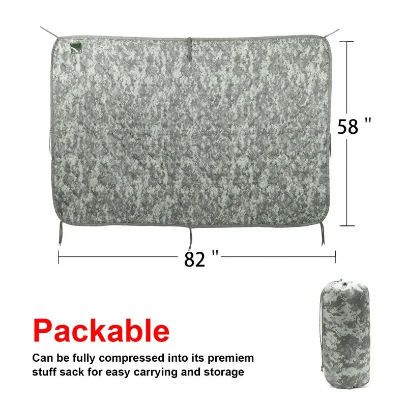 Tactical Water Repellent Quilted Woobie Blanket For Camping