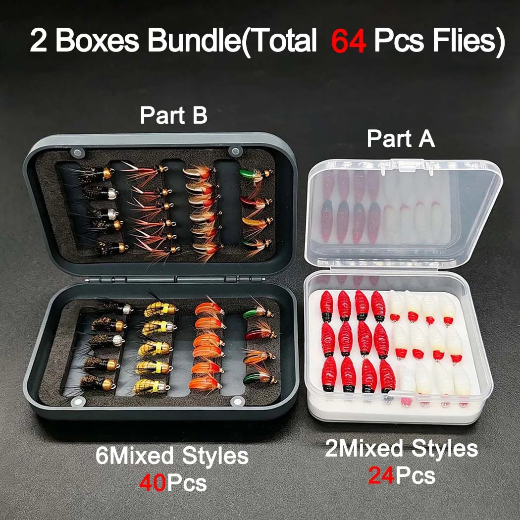 Fly Fishing Kit With Dry Wet Flies And Trout Nymphs