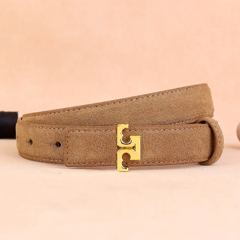 ZUANKUO Women's Genuine Leather Belt Fashionable Suede Accessory For Jeans
