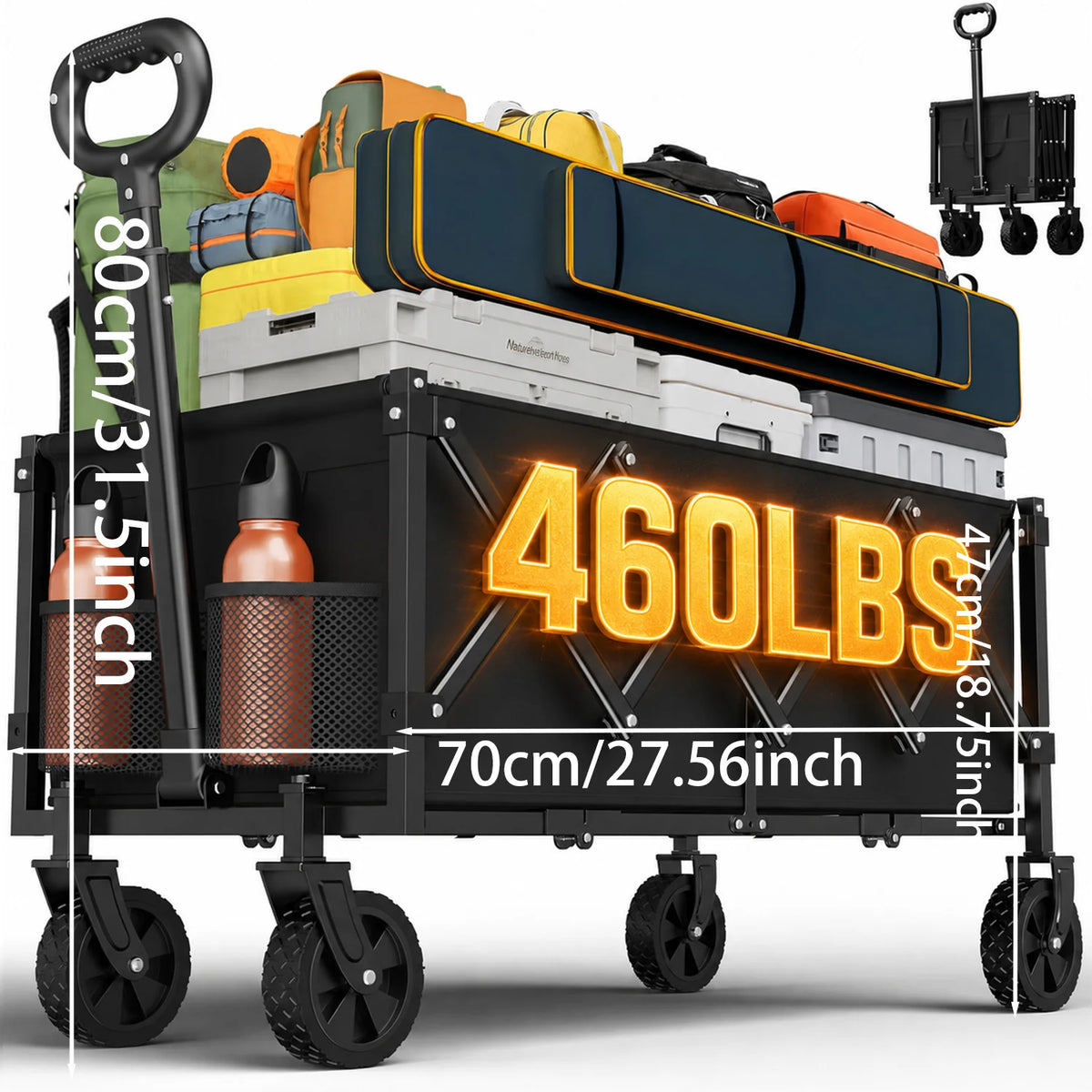 Heavy Duty Foldable Utility Wagon With All Terrain Wheels