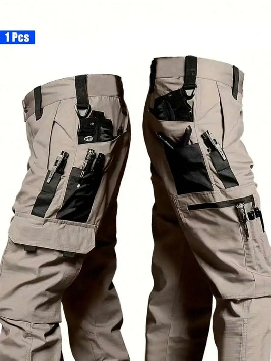 Men's Heavy Duty Tactical Cargo Pants - Multi-Pocket Workwear - Non-Stretch Fabric, Suitable For Outdoor Activities And Hiking