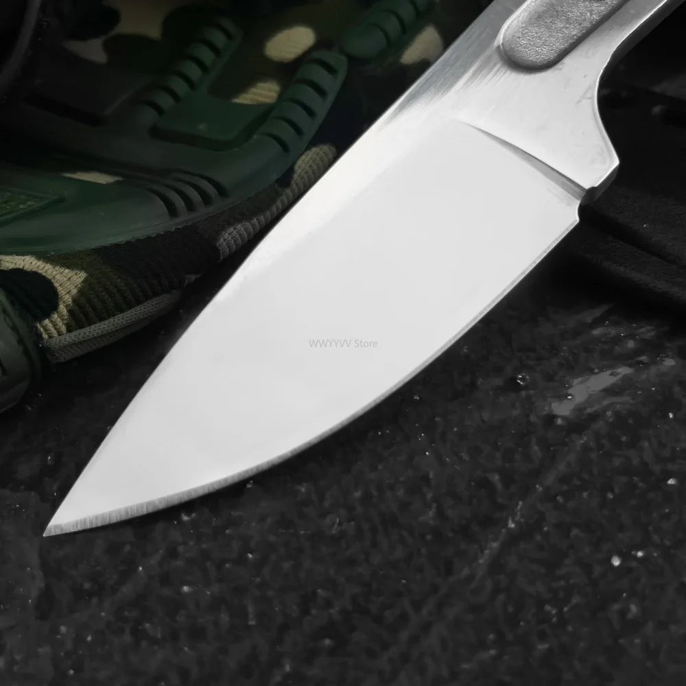 Outdoor Tactical All-steel Straight Knife Full Tang Fixed Blade Knife with Sheath Durable Pocket Knife EDC Camping Hunting Rescue Essential Tool