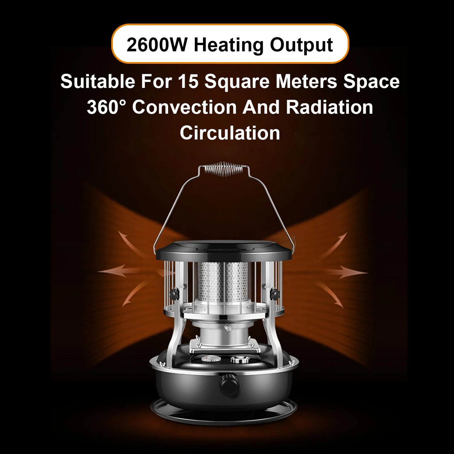 Upgraded 4.5L Kerosene Heater Indoor Outdoor 9000 BTU Portable Radiant Tent Heater Dual Use for Cooking Heating 16-21H Burn Time
