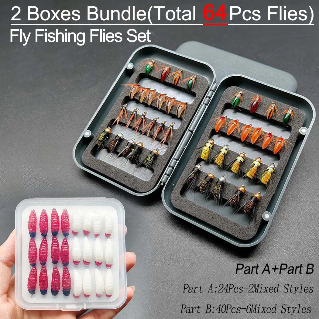 Fly Fishing Kit With Dry Wet Flies And Trout Nymphs