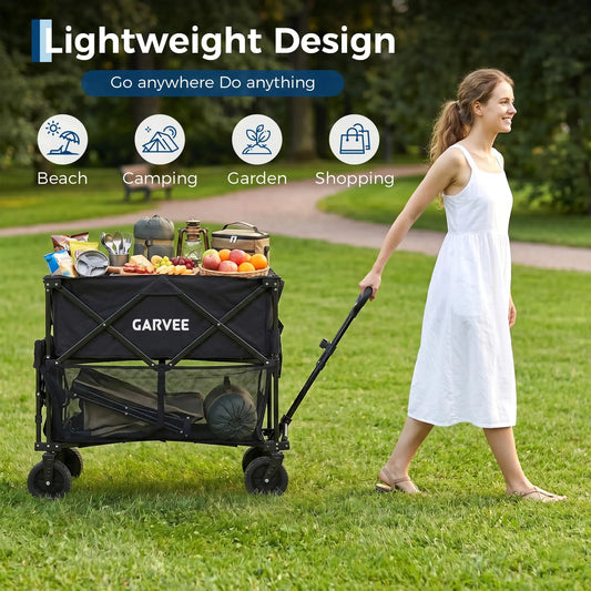 Collapsible Heavy Duty Garden Utility Wagon With All Terrain Wheels
