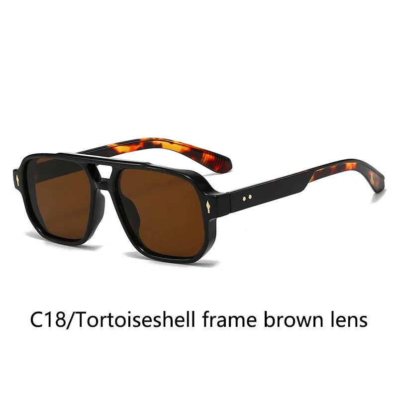 Boysen Square Sunglasses Unisex Double Bridge Rivets And UV400