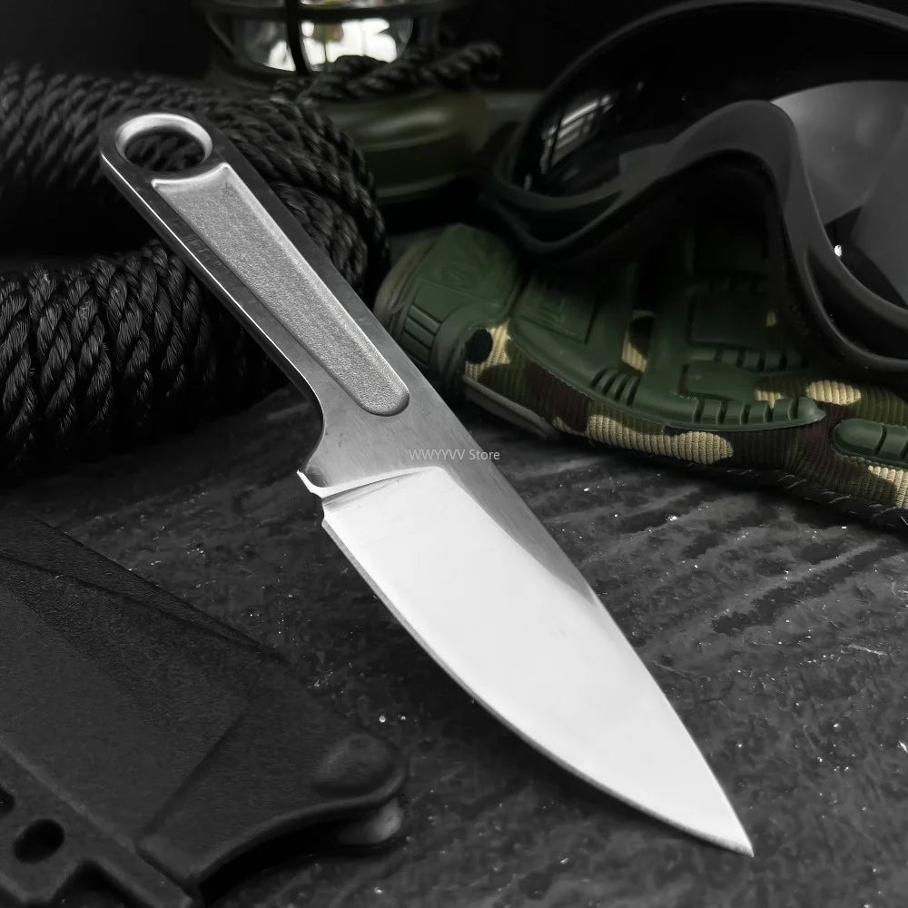 Outdoor Tactical All-steel Straight Knife Full Tang Fixed Blade Knife with Sheath Durable Pocket Knife EDC Camping Hunting Rescue Essential Tool