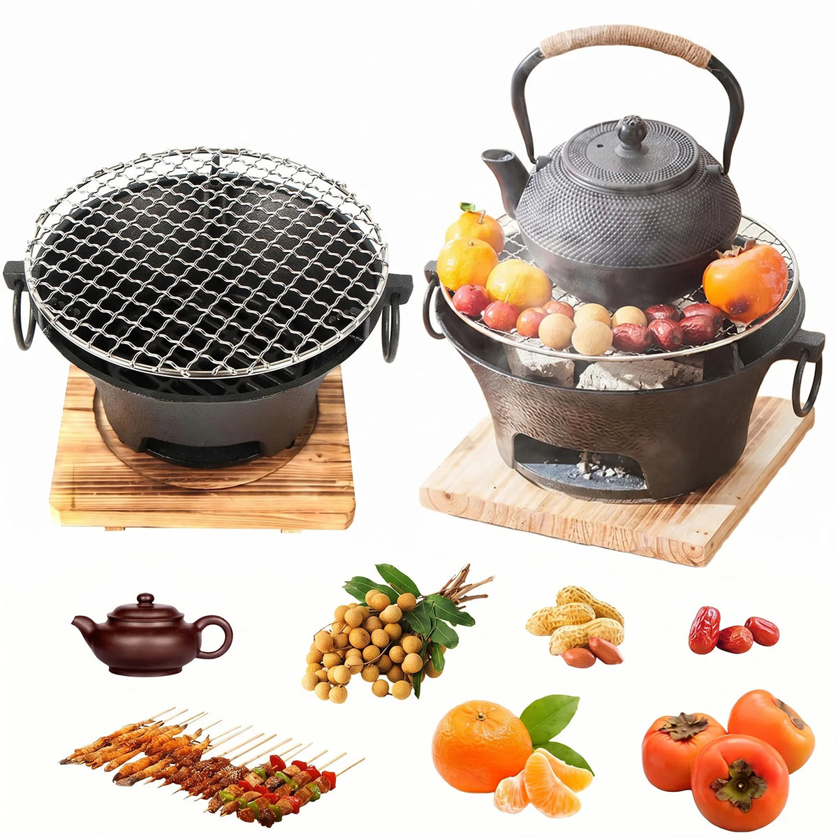 Atuotin Stainless Steel Charcoal Barbecue Grill Tabletop Pit Outdoor Camping