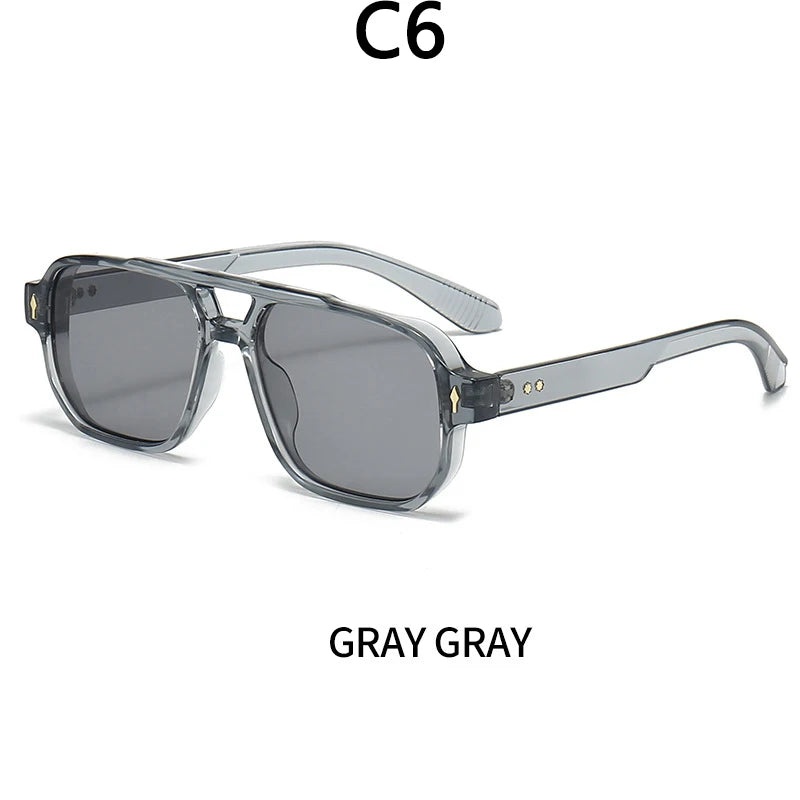 Boysen Square Sunglasses Unisex Double Bridge Rivets And UV400